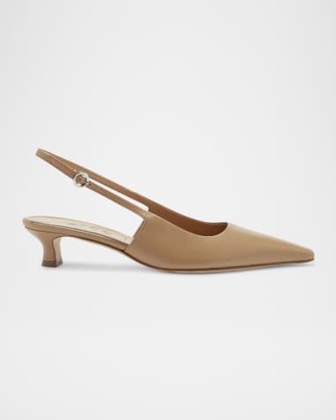 Aeyde Catrina Leather Kitten-Heel Slingback Pumps