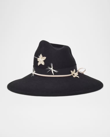 Gigi Burris Drake Flower Rabbit Hair Fedora Hat