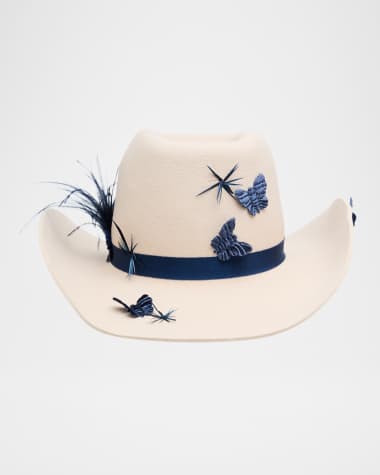 Gigi Burris Wyatt Butterfly Feathered Felt Cowboy Hat