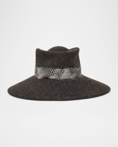 Gigi Burris Merle Wool Fedora Hat with Feathers