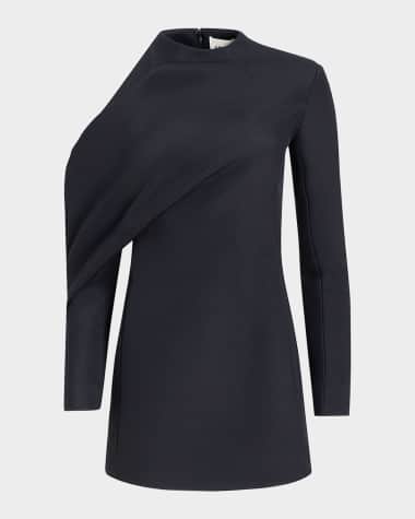Khaite Tristan Draped Cold-Shoulder Long-Sleeve Top