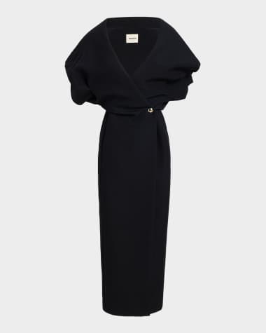 Khaite Truman Wrapped Crepe Pencil Dress