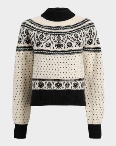 Khaite Guy Intarsia Mock Neck Cashmere Sweater
