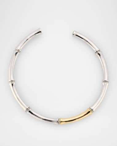 Kenneth Jay Lane Two-Tone Bamboo Slip-On Collar Necklace, 8mm