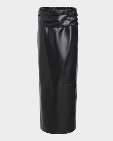 Khaite Wilner Leather Midi Skirt