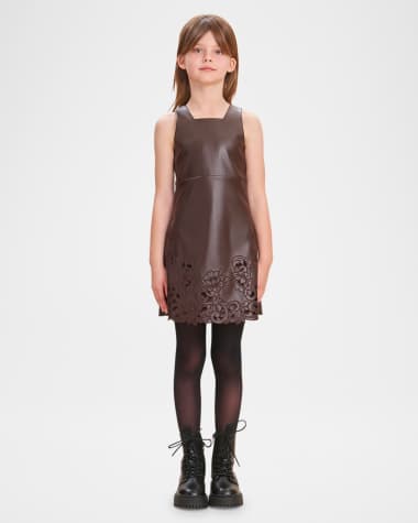 Cult Gaia Girl's Minji Faux Leather Embroidered Dress, Size 4-12