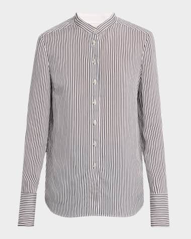 St. John Striped Lightweight Button-Down Shirt