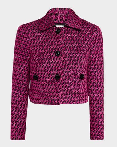 St. John Metallic Houndstooth Tweed Jacket
