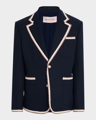 Valentino Garavani Men's VLogo Contrast-Trim Blazer