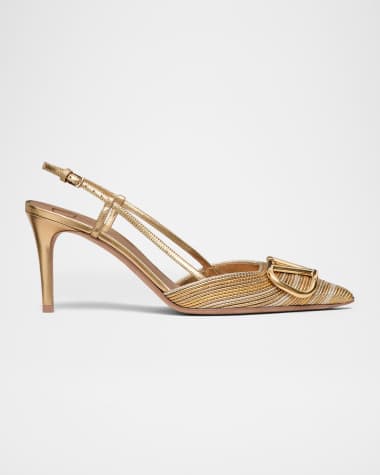 Valentino Garavani VLogo Metallic Slingback Pumps