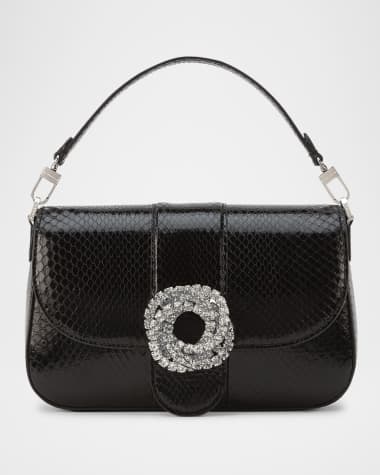 MACH & MACH Galaxy Crystal Snakeskin Top-Handle Bag