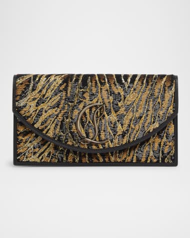 Christian Louboutin Loubin54 Ocelot Sequined Satin Clutch Bag