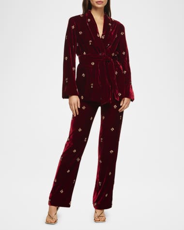 MISA Los Angeles Lena Single-Breasted Velvet Blazer