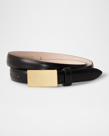 Dehanche Signet Calfskin Leather Skinny Belt