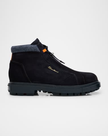 Santoni Men's Corvat Shearling-Lined Ankle Boots