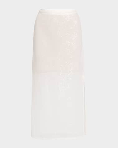 Enza Costa Sequined Bias-Cut Maxi Skirt