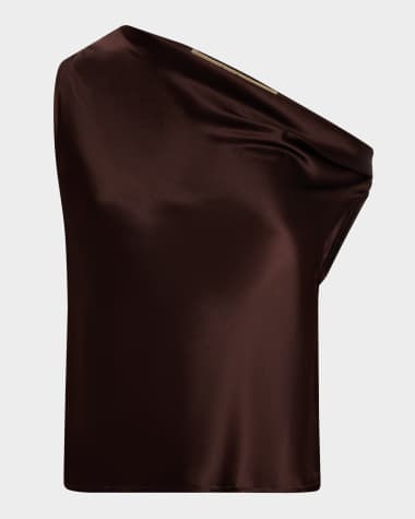 Enza Costa Bias Asymmetric Silk Blouse