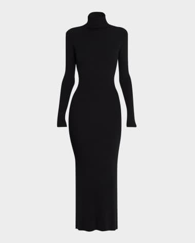 Enza Costa Rib-Knit Turtleneck Sweater Dress