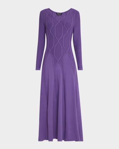 Misook Geometric-Knit Maxi Dress