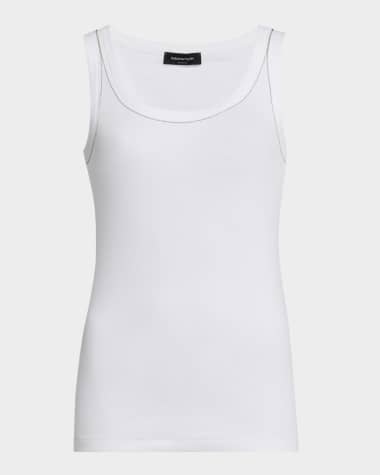 FABIANA FILIPPI Diamante-Trim Ribbed Jersey Tank
