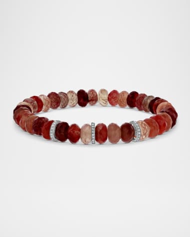 Sheryl Lowe Andesine Labradorite 8mm Bracelet with 3 Pave Diamond Rondelles