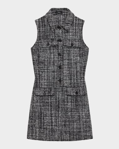 Theory Sleeveless Melange Tweed Mini Dress
