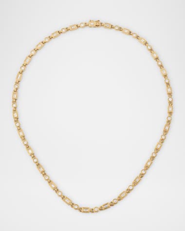 Sydney Evan Fluted Baguette and Round Diamond Eternity Necklace