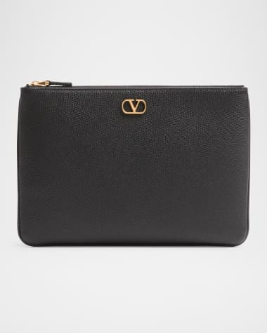 Valentino Garavani Medium VLOGO Leather Flat Pouch Bag