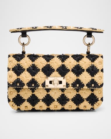 Valentino Garavani Rockstud Checkered Woven Shoulder Bag