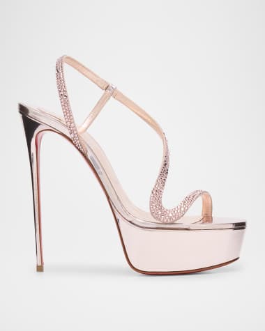 Christian Louboutin Rosalie Alta Strass Red Sole Platform Slingback Sandals