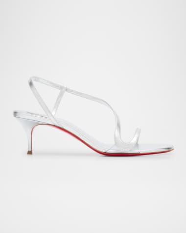 Christian Louboutin Rosalie Metallic Leather Red Sole Kitten-Heel Sandals