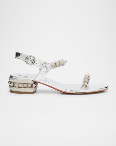 Christian Louboutin Pyrasand Metallic Spike Red Sole Sandals
