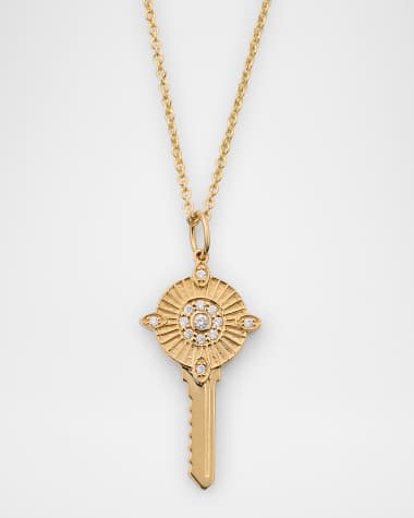 Sydney Evan 14K Yellow Gold Medium Tiffany Chain Necklace with Protection Key Charm