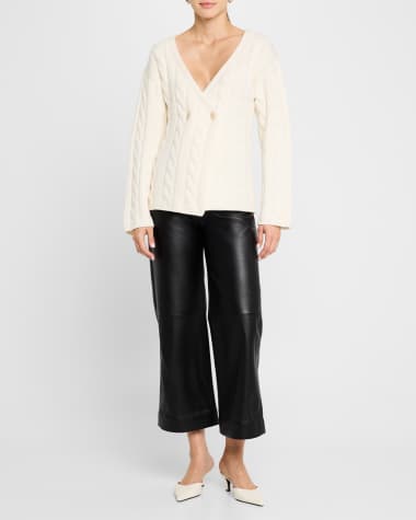 Naadam Double-Breasted Cashmino Cable Cardigan