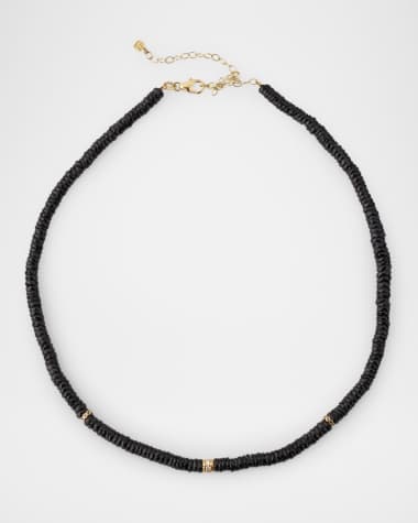 Sydney Evan 14K Yellow Gold Black Spinel Beaded Necklace with Diamonds and Sapphire