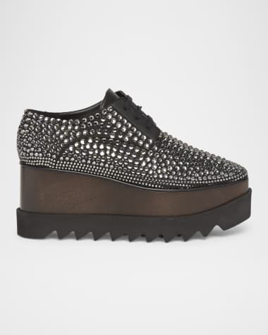 Stella McCartney Elyse Crystal Alter Suede Platform Sneaker Loafers