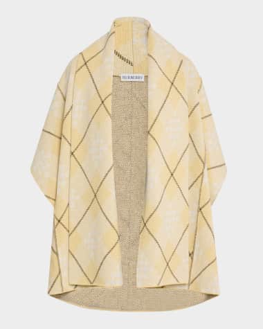 Burberry Geometric Check-Print Wool-Blend Shawl