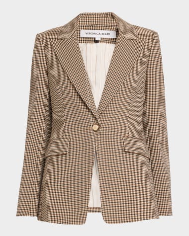 Veronica Beard Livvy Single-Button Houndstooth Dickey Jacket
