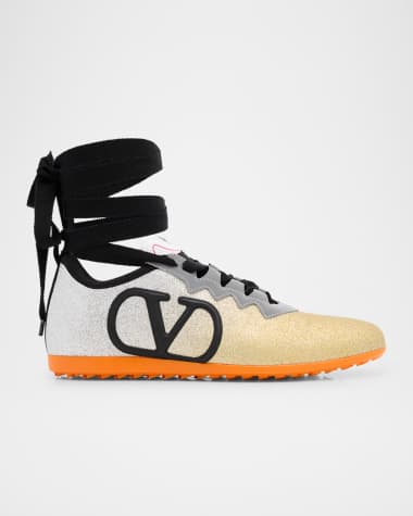 Valentino Garavani Chromathon Ombre Glitter Ankle-Wrap Sneakers