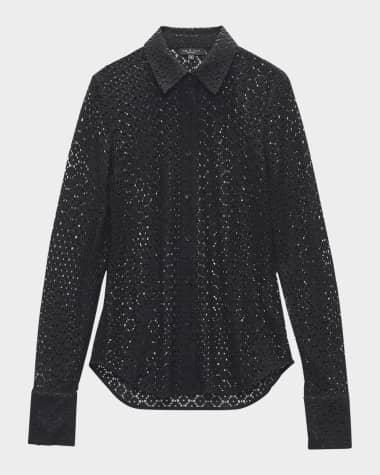Rag & Bone Yvette Button-Front Lace Shirt