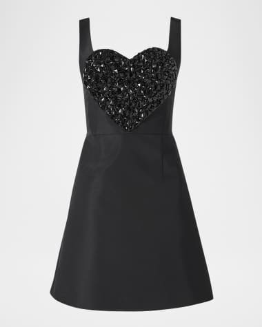 Carolina Herrera Crystal Heart Sleeveless Mini Dress