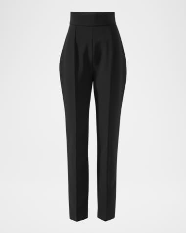 Carolina Herrera High-Rise Pintuck Skinny-Leg Pants