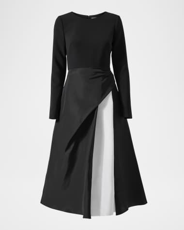 Carolina Herrera Bracelet-Sleeve Layered Midi Dress