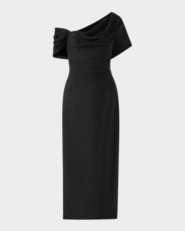Carolina Herrera Draped Off-The-Shoulder Midi Dress
