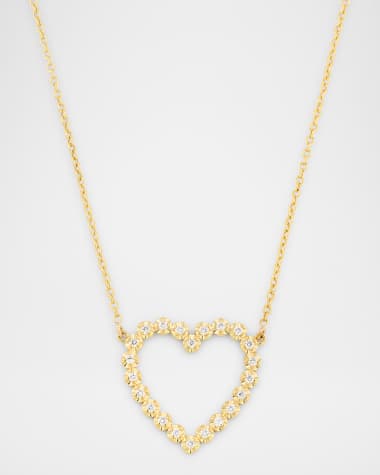 Jennifer Meyer Illusion-Set Diamond Open Heart Pendant Necklace
