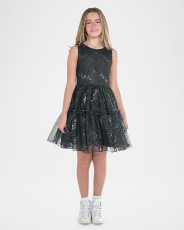 Zoe Girl's Gabriella Sequin Tiered Dress, Size 7-16