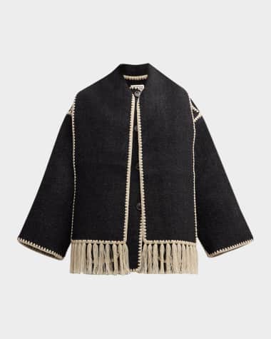 Toteme Fringe Embroidered Scarf Wool Jacket