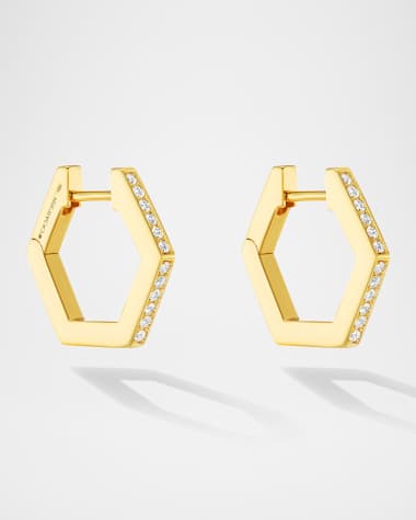 CADAR 18K Yellow Gold B HOME Diamond Hoop Earrings, 15mm