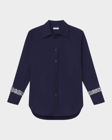 A.L.C. Calvin Embellished Button-Front Top