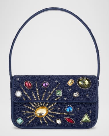 STAUD Tommy Flap Beaded Shoulder Bag